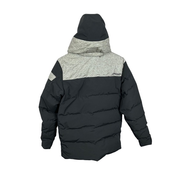 Spyder Kids Size 18 Puffer Jacket Black Gray Full Zip‎ Hooded Winter Coat - Picture 7 of 13